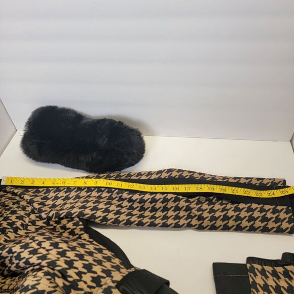 Gsou Snow Women's Slim-Fit Stretch Faux Fur Tan Houndstooth One-Piece Ski Suit S - Picture 12 of 16